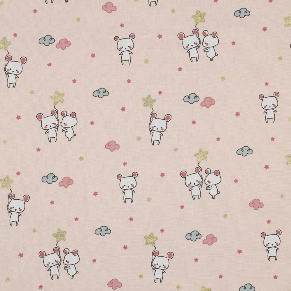 100% Cotton Digital Print  - Glitter Sweet Mouse