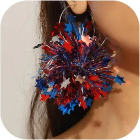 4th of July Earrings Accessories Independence Day Patriotic Earrings Red White and Blue USA Star Flag Dangle Drop Earring Jewelry 4th of July Shirts Outfits for Women