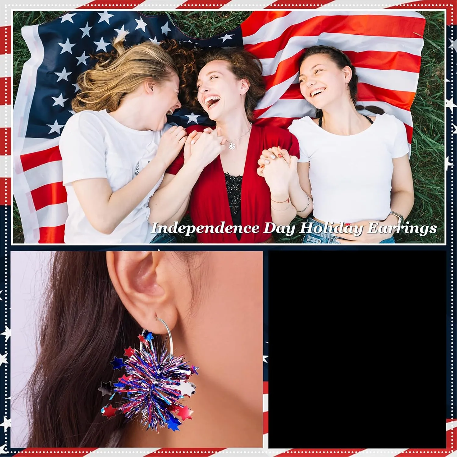 4th of July Earrings Accessories Independence Day Patriotic Earrings Red White and Blue USA Star Flag Dangle Drop Earring Jewelry 4th of July Shirts Outfits for Women
