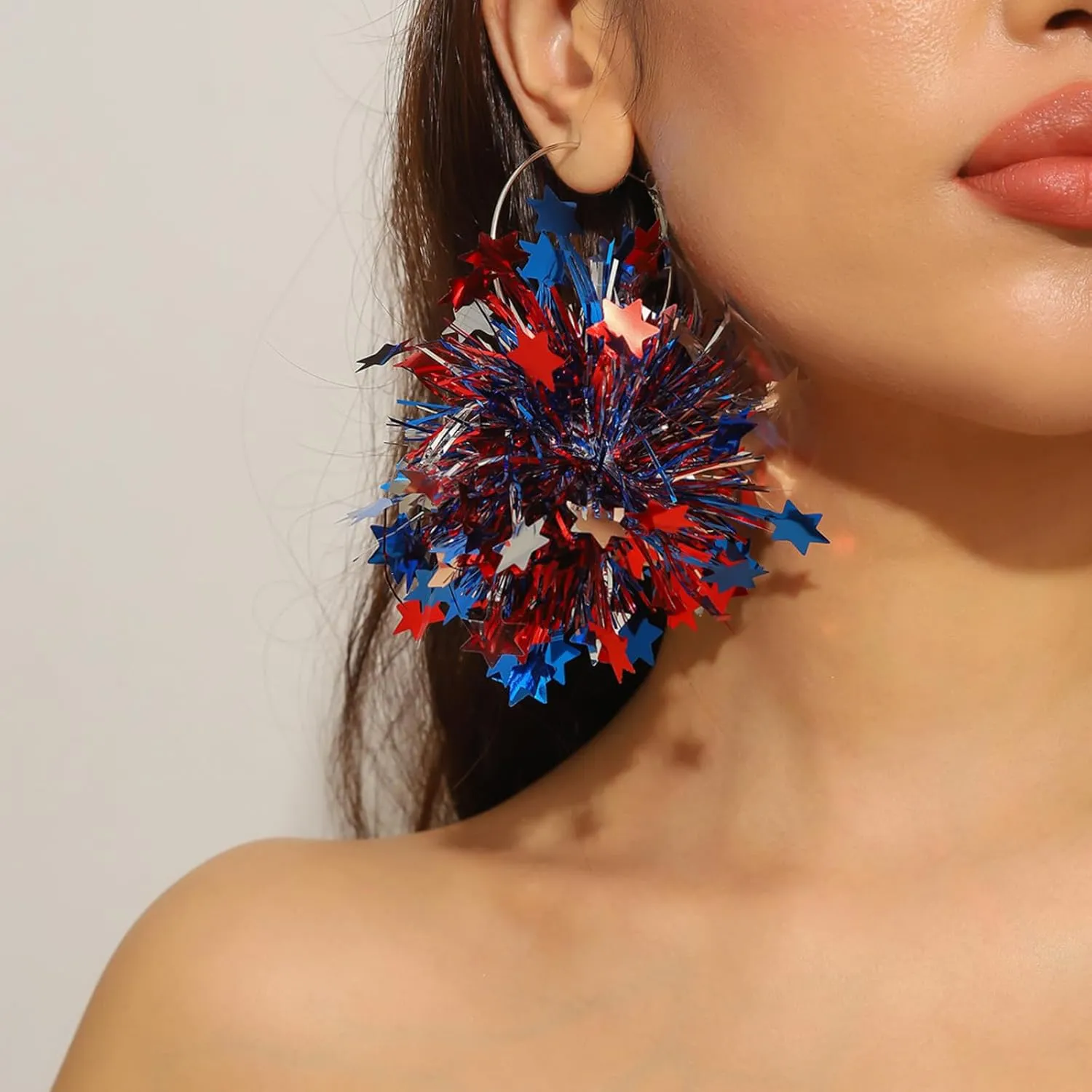 4th of July Earrings Accessories Independence Day Patriotic Earrings Red White and Blue USA Star Flag Dangle Drop Earring Jewelry 4th of July Shirts Outfits for Women