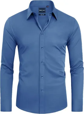 Alimens & Gentle Slim Fit Mens Dress Shirts for Men Button Down Long Sleeve Dress Shirts Wrinkle Free Formal Stain Proof