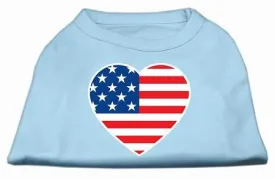 American Flag Heart Screen Print Shirt Baby Blue XL (16)