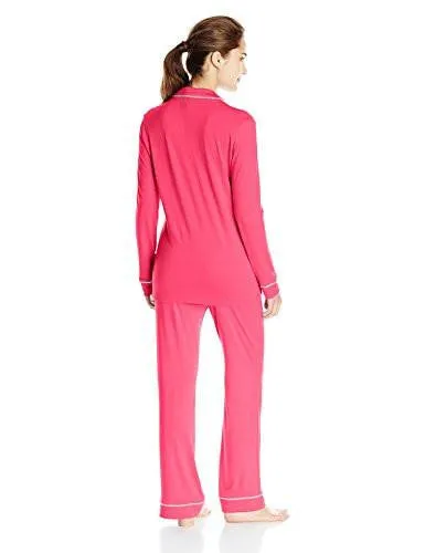 Bella LongSleeve Top And Pant Pajama Set, Miami Pink/Marshmallow, Large