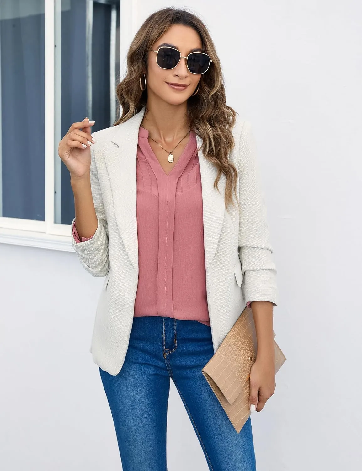 Blooming Jelly Women's Dressy Casual Tops Business Long Sleeve Shirts Black Work Blouses Fall Fashion 2024
