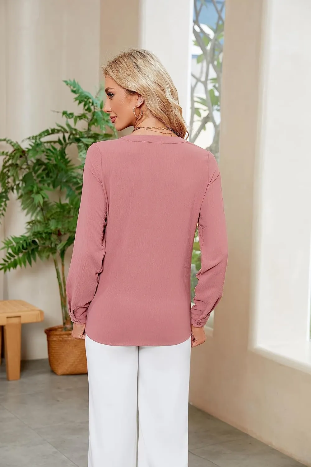 Blooming Jelly Women's Dressy Casual Tops Business Long Sleeve Shirts Black Work Blouses Fall Fashion 2024