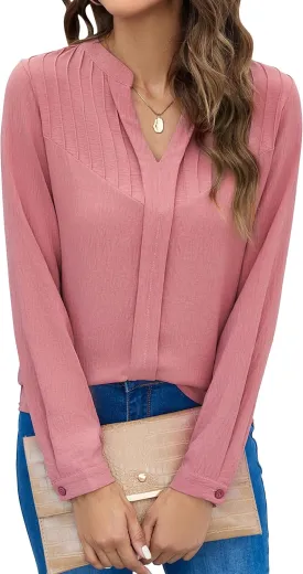 Blooming Jelly Women's Dressy Casual Tops Business Long Sleeve Shirts Black Work Blouses Fall Fashion 2024