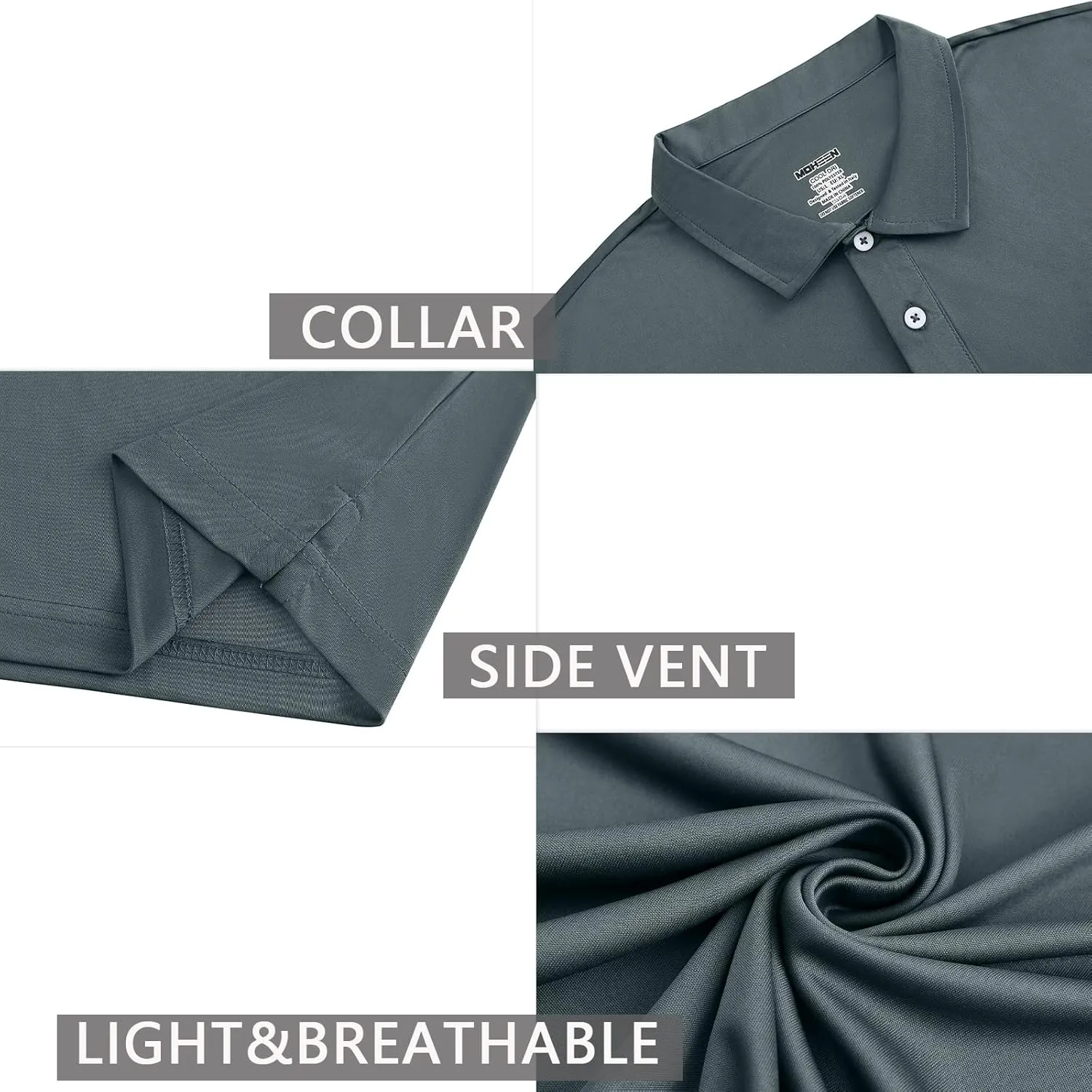 Corna Men's Short Sleeve Polo Shirts L-5XL, UPF 50  Moisture Wicking Casual Performance Dry Fit Golf Shirts