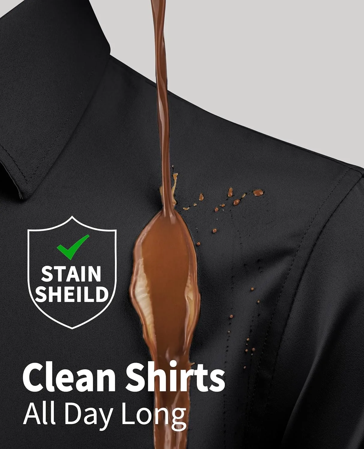 DEMEANOR Stain Shield Dress Shirts for Men Slim Fit Button Down Dress Shirts Long Sleeve Shirt Formal Business Stretch
