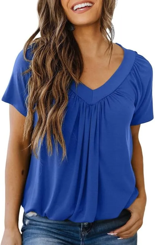 Dokotoo Women's Casual Summer T Shirts Short Sleeve V Neck Tops Tshirts