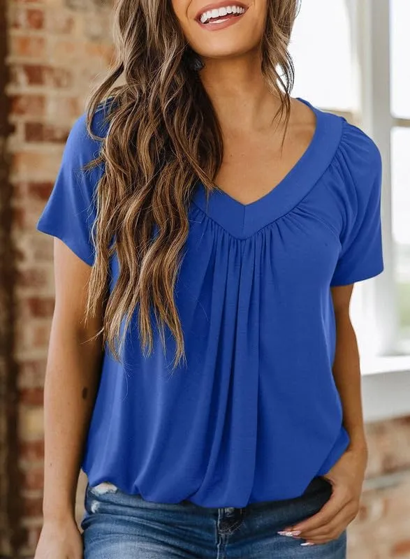 Dokotoo Women's Casual Summer T Shirts Short Sleeve V Neck Tops Tshirts