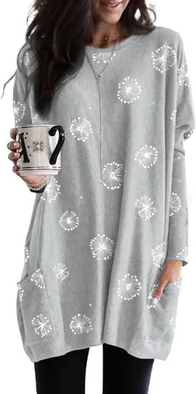 Dokotoo Womens Spring Fall Outfits Casual Long Sleeve Shirts Fashion Tunic Tops for Women Loose Fit Dressy