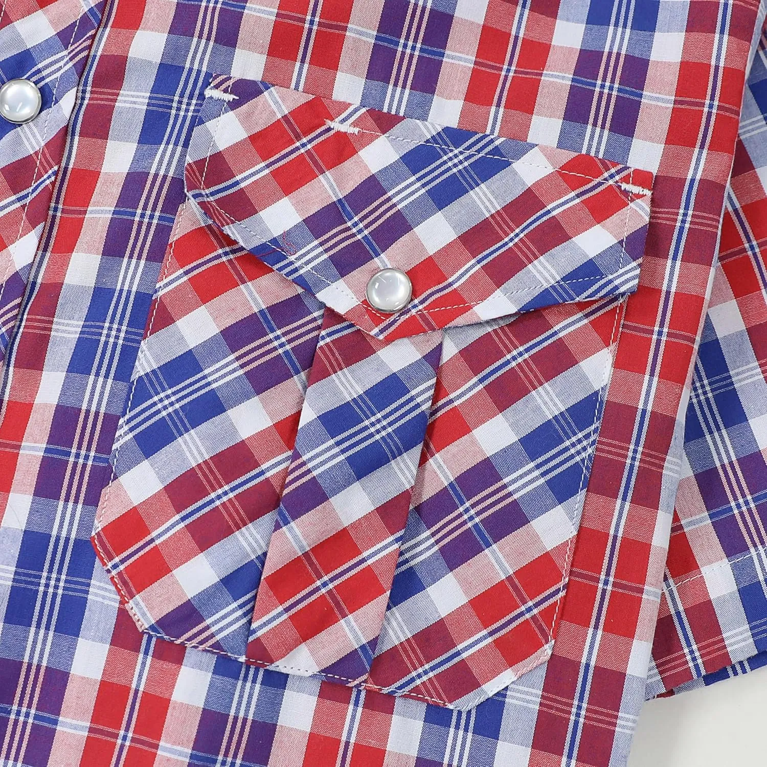 Dubinik Western Shirts for Men Short Sleeve Plaid Pearl Snap Shirts for Men Button Up Shirt Cowboy Casual Work Shirt