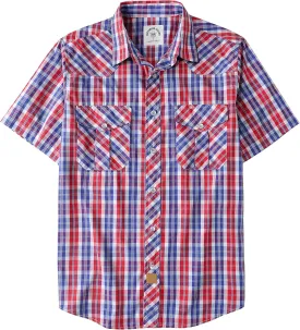 Dubinik Western Shirts for Men Short Sleeve Plaid Pearl Snap Shirts for Men Button Up Shirt Cowboy Casual Work Shirt