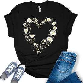 GyftWear Womens Floral Shirts Wildflower Vintage Graphic Tees Spring Short Sleeve Cottagecore T Shirts Bella Summer Tops