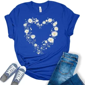 GyftWear Womens Floral Shirts Wildflower Vintage Graphic Tees Spring Short Sleeve Cottagecore T Shirts Bella Summer Tops