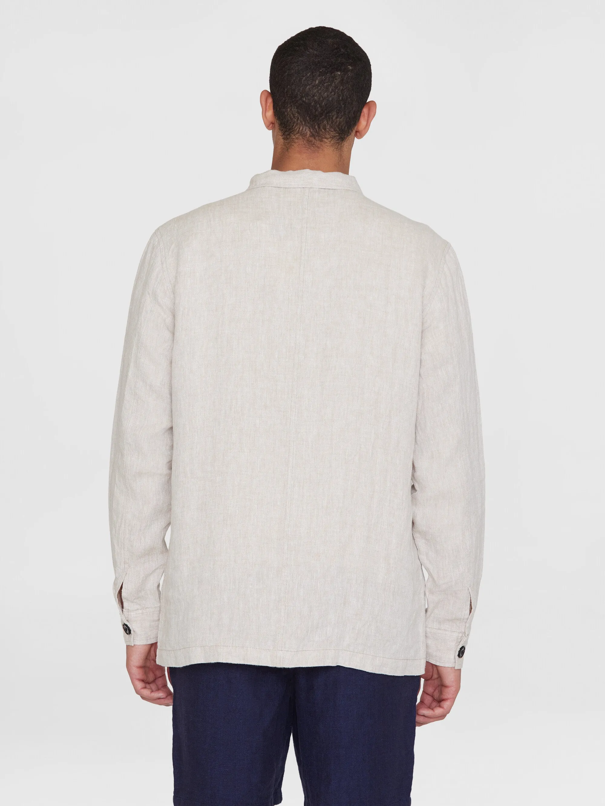 Herringbone linen overshirt - GOTS/Vegan - Light feather gray