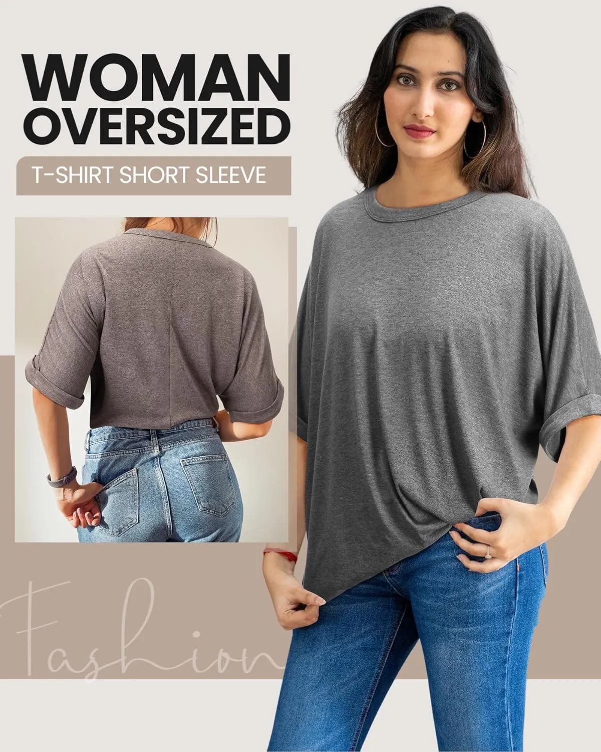 JaGely 4 Pcs Women Oversized T-Shirt Short Sleeve Crew Neck Tee Tops Summer Casual Loose Tee T-Shirt