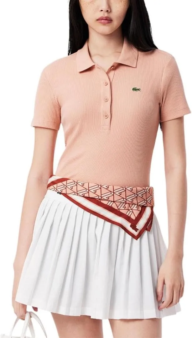 Lacoste womens L12d Slim Fit Ribbed Cotton Polo Shirt