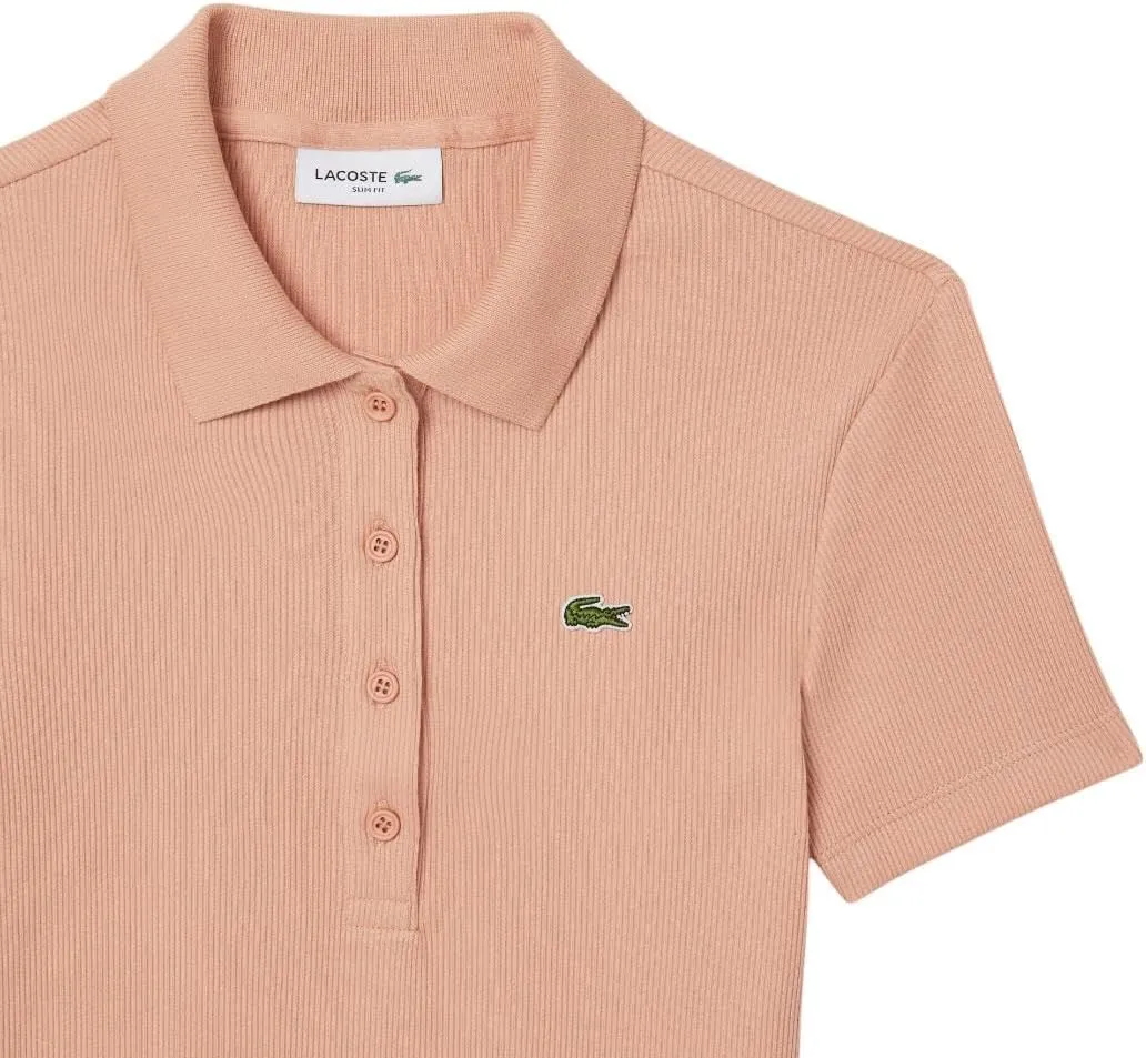 Lacoste womens L12d Slim Fit Ribbed Cotton Polo Shirt