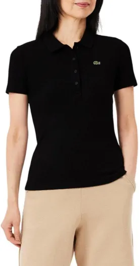 Lacoste womens L12d Slim Fit Ribbed Cotton Polo Shirt