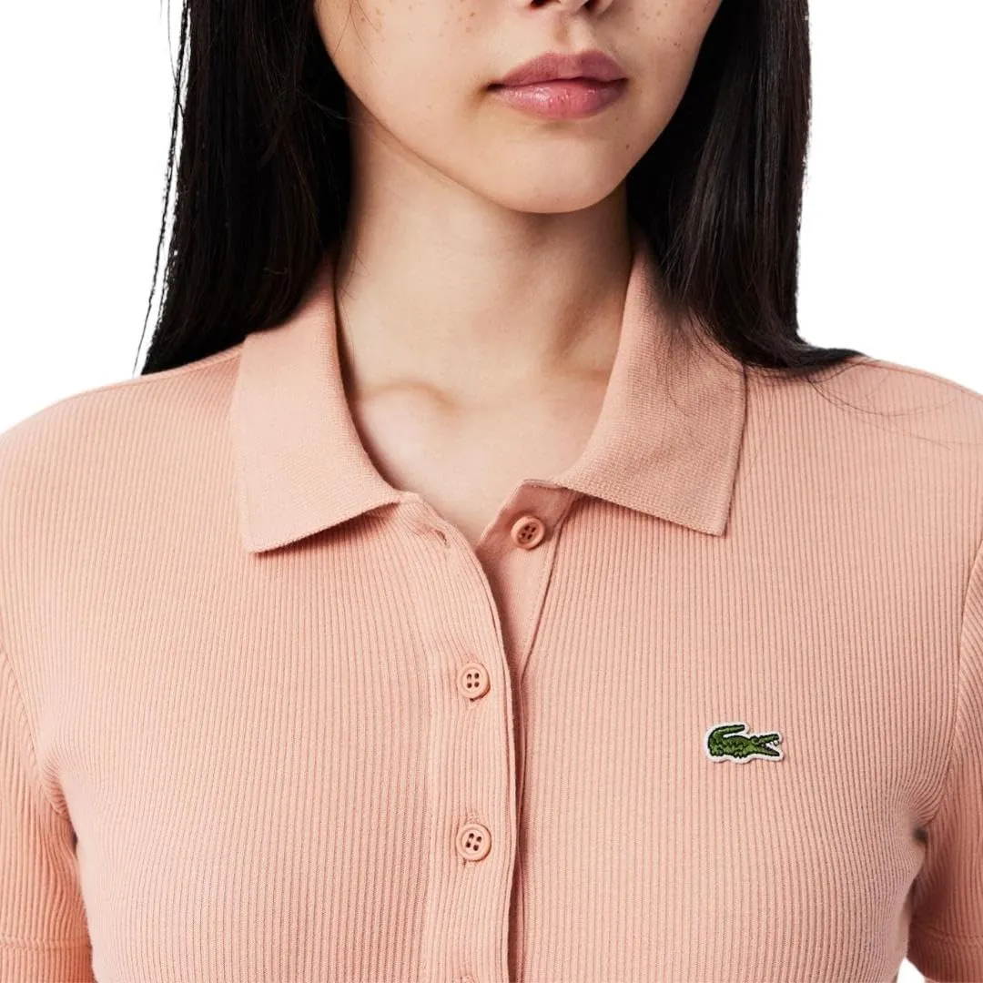 Lacoste womens L12d Slim Fit Ribbed Cotton Polo Shirt