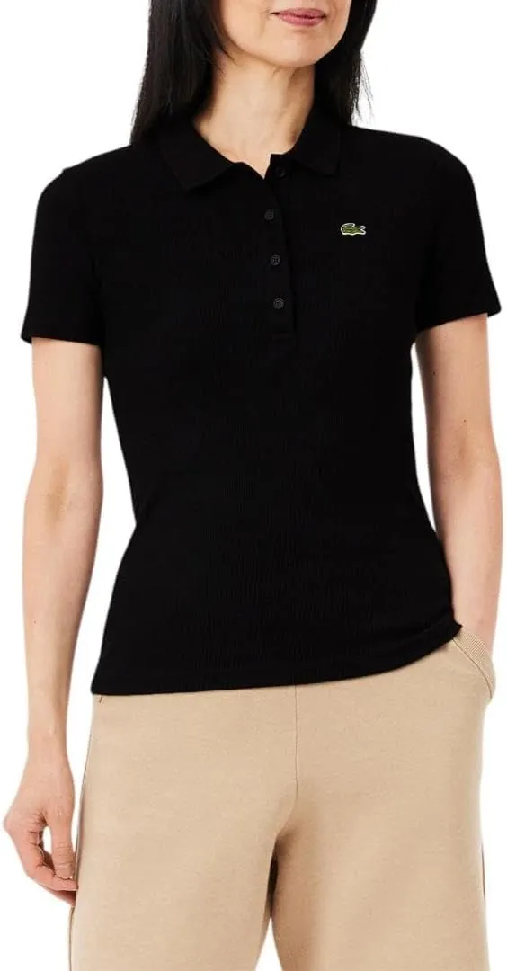 Lacoste womens L12d Slim Fit Ribbed Cotton Polo Shirt