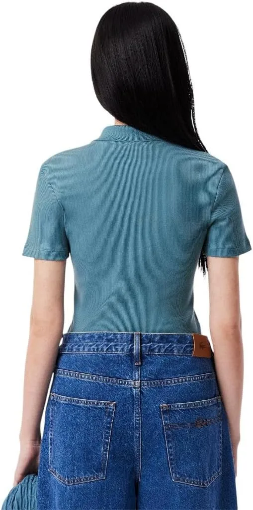 Lacoste womens L12d Slim Fit Ribbed Cotton Polo Shirt