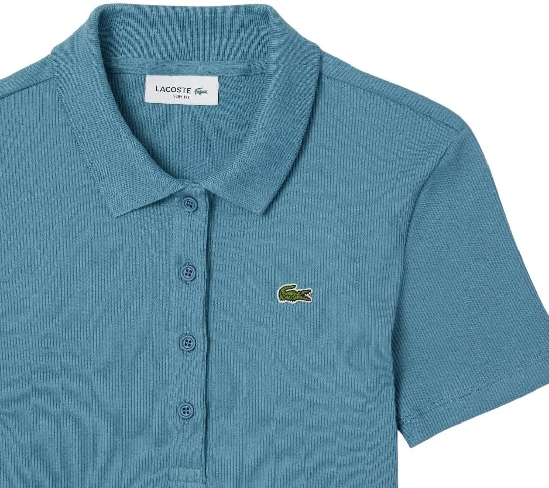 Lacoste womens L12d Slim Fit Ribbed Cotton Polo Shirt