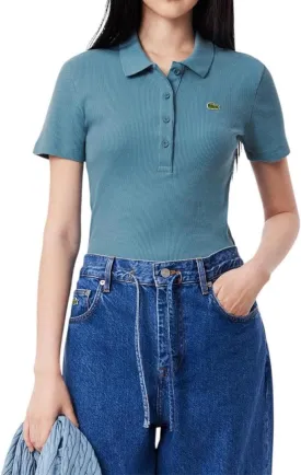 Lacoste womens L12d Slim Fit Ribbed Cotton Polo Shirt