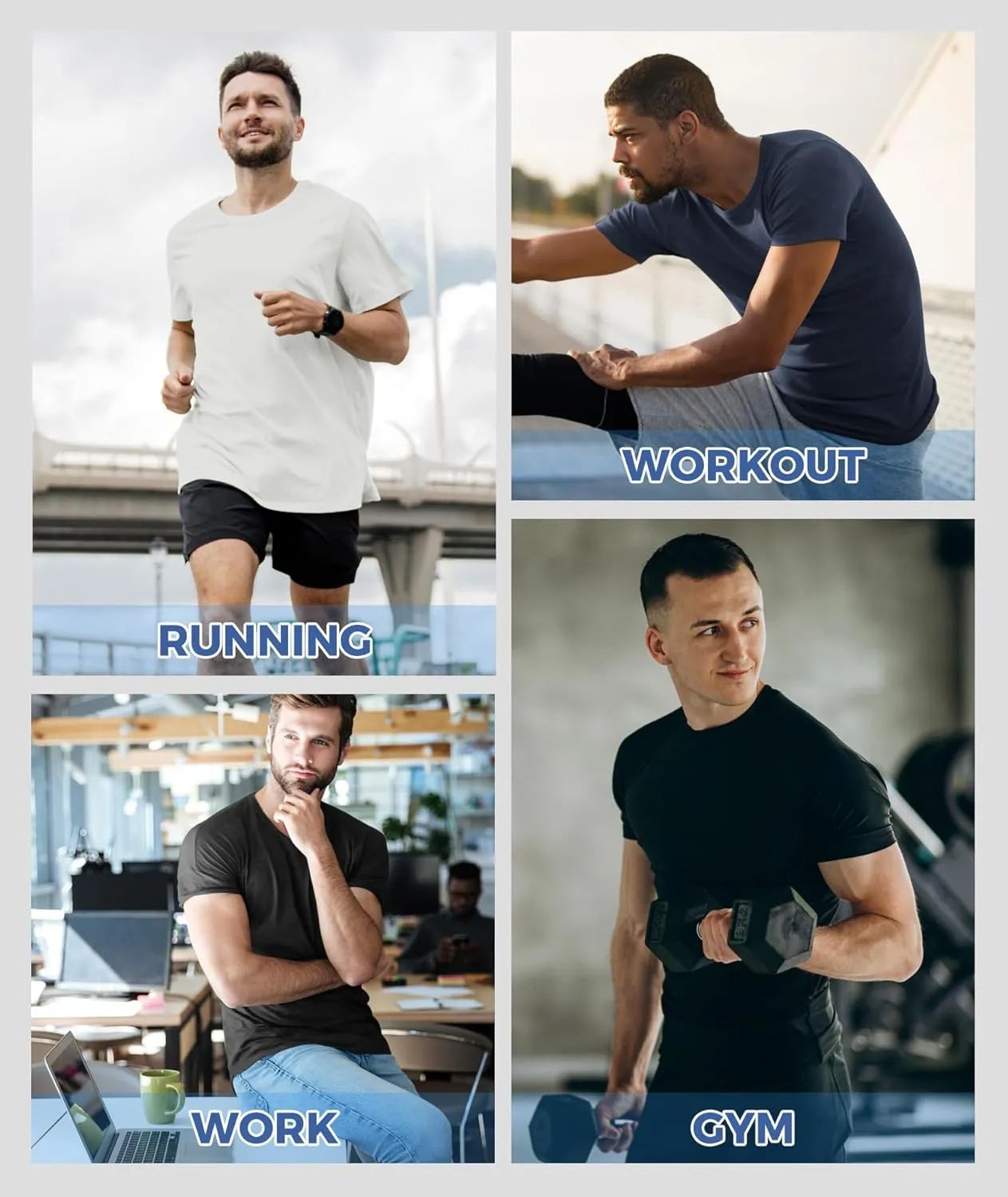 LalaHooK Workout Mens Shirts - Black Quick Dry Gym Short Sleeve Moisture Wicking T Shirts for Running Athletic Casual Work