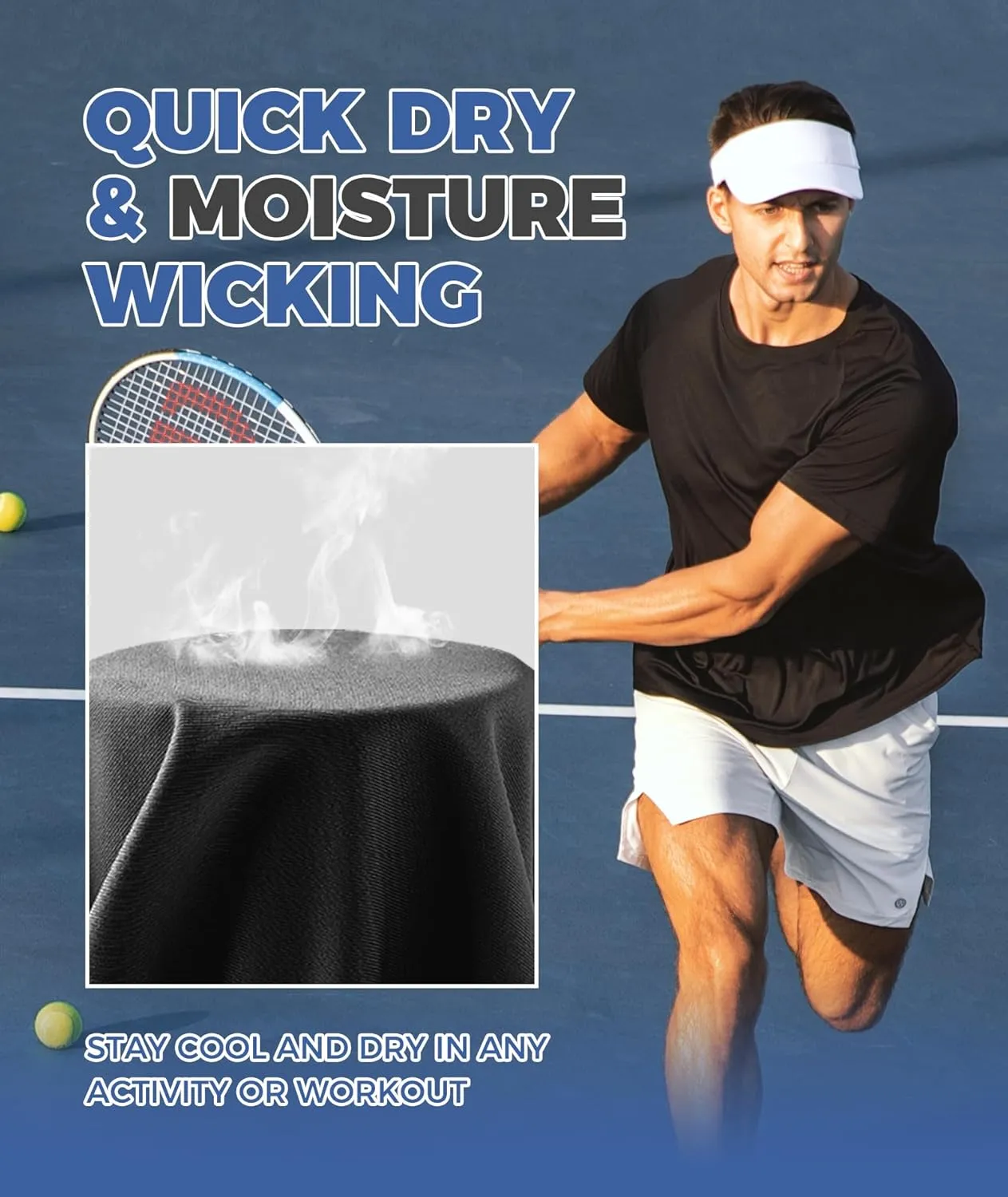 LalaHooK Workout Mens Shirts - Black Quick Dry Gym Short Sleeve Moisture Wicking T Shirts for Running Athletic Casual Work