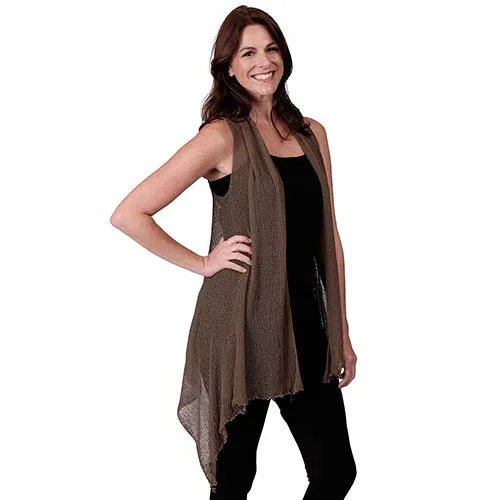 Le Moda Sleeveless Sheer Open Stitch Vest Cardigan