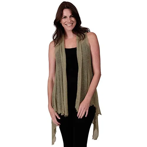 Le Moda Sleeveless Sheer Open Stitch Vest Cardigan