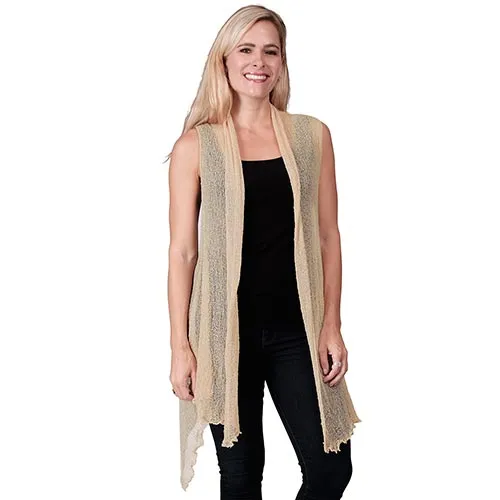 Le Moda Sleeveless Sheer Open Stitch Vest Cardigan