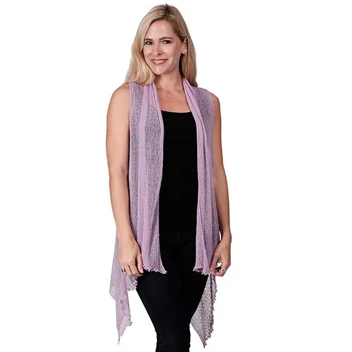 Le Moda Sleeveless Sheer Open Stitch Vest Cardigan