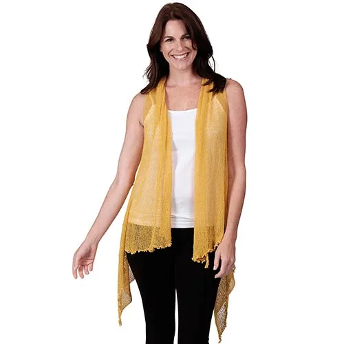 Le Moda Sleeveless Sheer Open Stitch Vest Cardigan