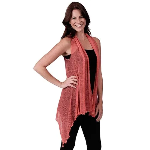 Le Moda Sleeveless Sheer Open Stitch Vest Cardigan