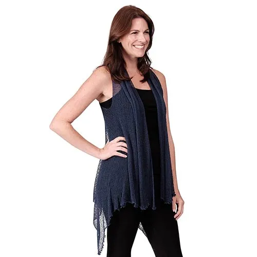 Le Moda Sleeveless Sheer Open Stitch Vest Cardigan