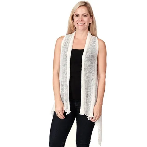 Le Moda Sleeveless Sheer Open Stitch Vest Cardigan
