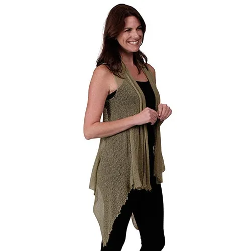 Le Moda Sleeveless Sheer Open Stitch Vest Cardigan