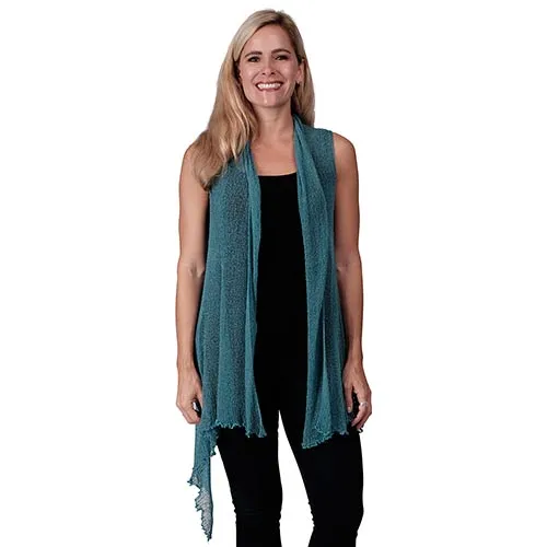 Le Moda Sleeveless Sheer Open Stitch Vest Cardigan
