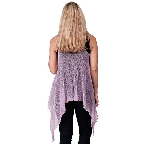 Le Moda Sleeveless Sheer Open Stitch Vest Cardigan