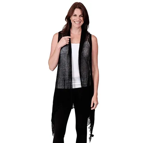 Le Moda Sleeveless Sheer Open Stitch Vest Cardigan