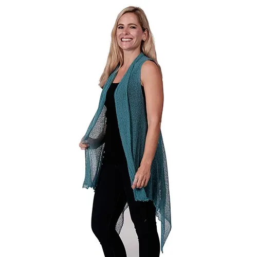 Le Moda Sleeveless Sheer Open Stitch Vest Cardigan