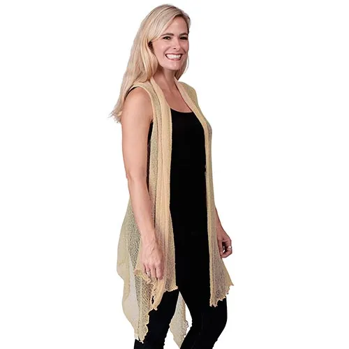 Le Moda Sleeveless Sheer Open Stitch Vest Cardigan