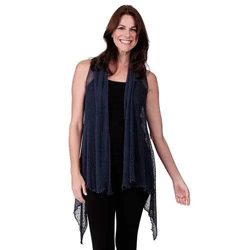 Le Moda Sleeveless Sheer Open Stitch Vest Cardigan