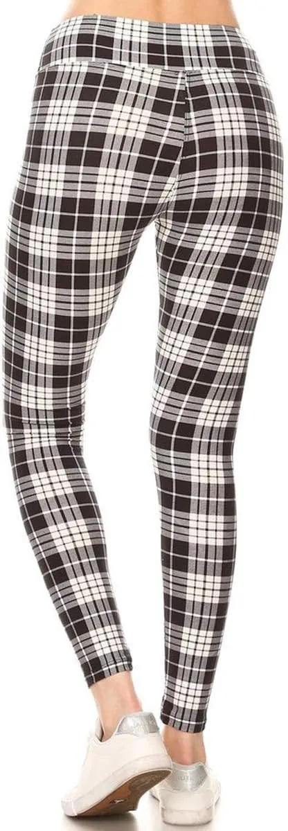 Leggings Depot High Waisted Plaid & Wild Print Leggings for Women - Plaid, Leopard, Snake Skin, Polka dot