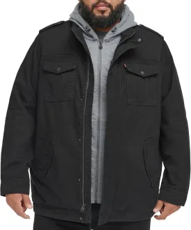 Levi's Men's Washed Cotton Hooded Military Jacket