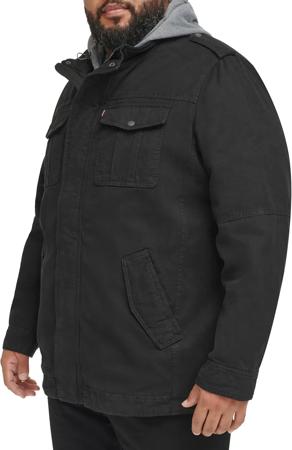 Levi's Men's Washed Cotton Hooded Military Jacket