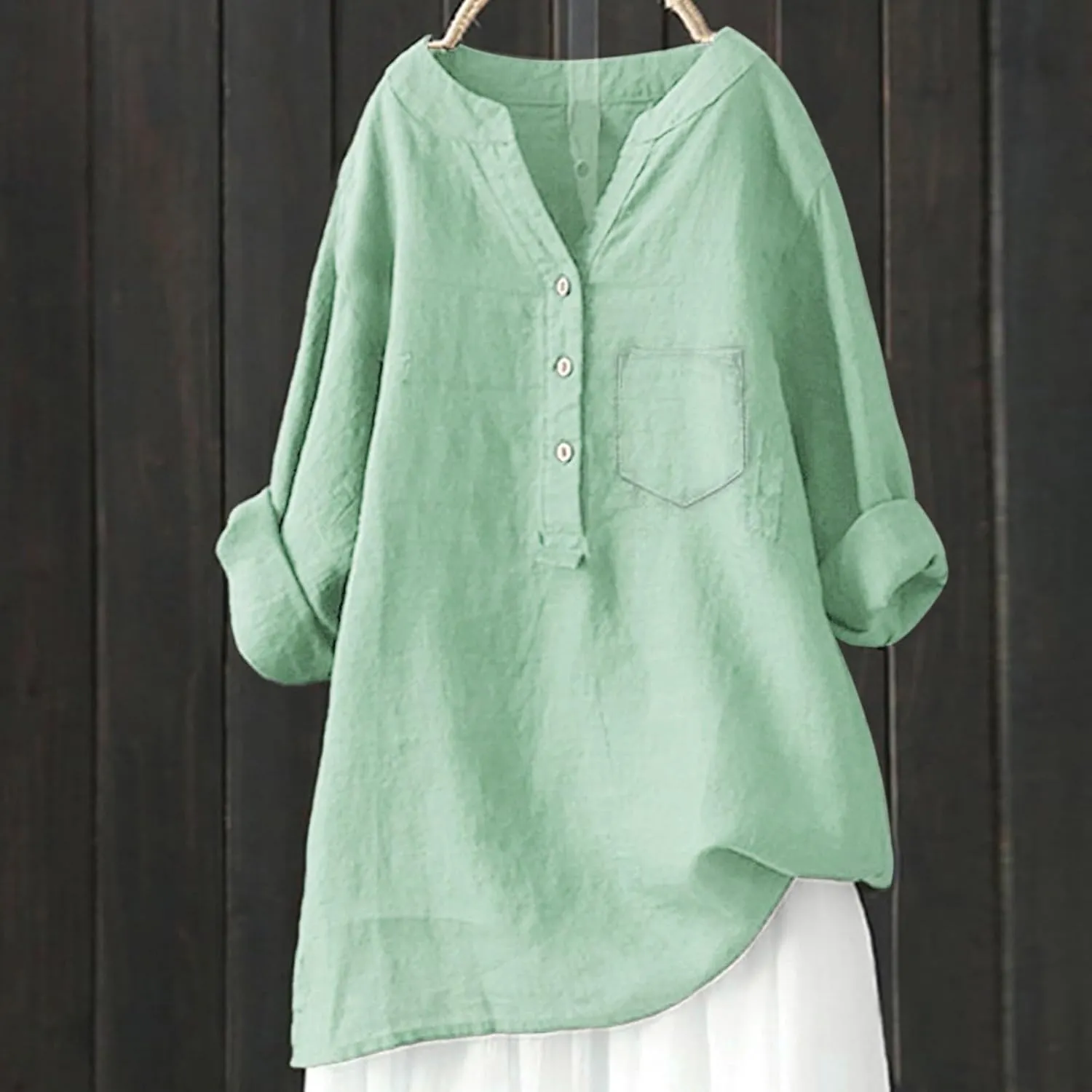 Linen Shirts for Women 2025 Spring Summer Plus Size Long Sleeve Tops Dressy Casual Loose Comfy Work Gauze Blouses